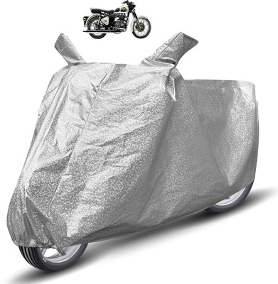 MOCKHE Waterproof Two Wheeler Cover for Royal Enfield(Classic 350, Silver)