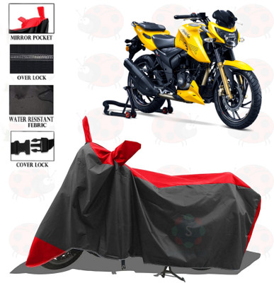 sowelar Waterproof Two Wheeler Cover for TVS(Apache RTR 200 4V, Red, Black)