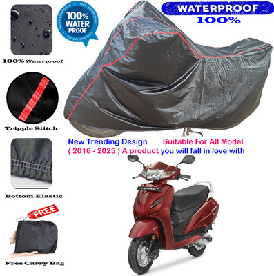 AutoGalaxy Waterproof Two Wheeler Cover for Honda(Activa 4G, Black, Red)