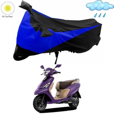 Genipap Two Wheeler Cover for TVS(Scooty Zest 110, Black, Blue)