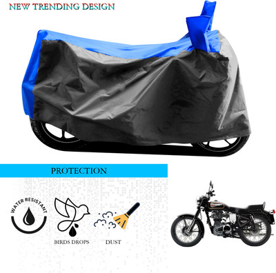 ANTHUB Waterproof Two Wheeler Cover for Royal Enfield(Bullet 350 Twinspark, Grey, Blue)