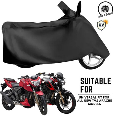 MADAFIYA Waterproof Two Wheeler Cover for TVS(Apache RTR 160 4V, Black)