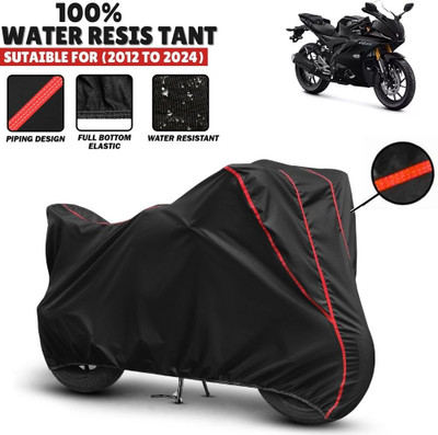 Mwiss Waterproof Two Wheeler Cover for Yamaha(R15 V3, Black, Red)