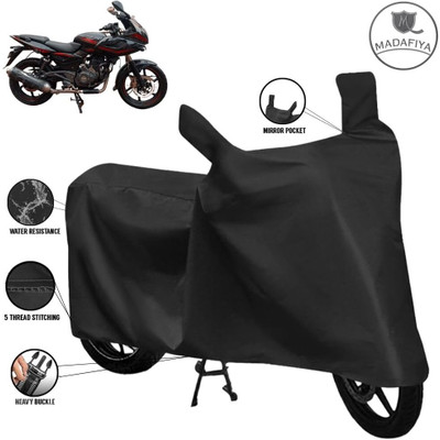 MADAFIYA Waterproof Two Wheeler Cover for Bajaj(Pulsar 220 DTS-i, Black)