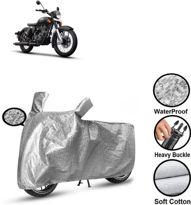 CODOKI Waterproof Two Wheeler Cover for Royal Enfield(Classic Stealth Black, Silver)