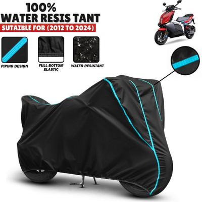 Mwiss Waterproof Two Wheeler Cover for TVS(X1, Black, Blue)
