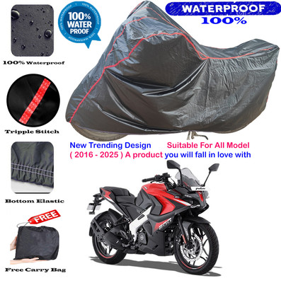 OliverX Waterproof Two Wheeler Cover for Bajaj(Pulsar RS200 BS6, Black, Red)