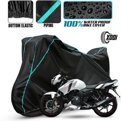 xodi Waterproof Two Wheeler Cover for TVS(Apache 150, Black, Blue, Multicolor)