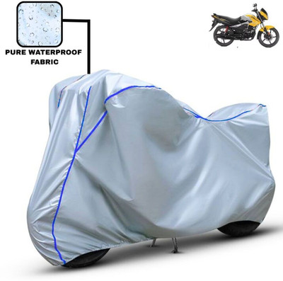 Delphinium Waterproof Two Wheeler Cover for Hero(Passion Pro, Silver, Blue)