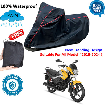 OliverX Waterproof Two Wheeler Cover for Hero(Passion, Black, Red)