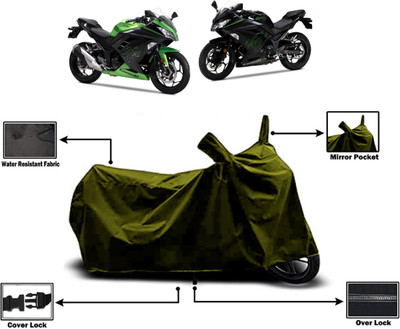 Amexride Two Wheeler Cover for Kawasaki(Ninja 300 BS6, Green)