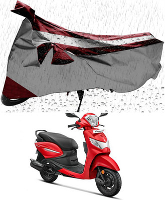 RRZ Two Wheeler Cover for Hero(Pleasure Plus, Maroon, Silver)