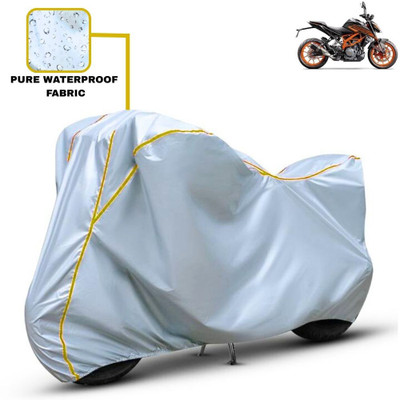 Delphinium Waterproof Two Wheeler Cover for KTM(250 Duke, Silver)