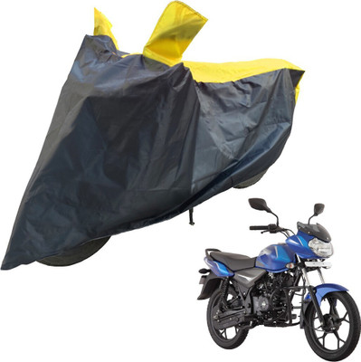 RiderShine Two Wheeler Cover for Bajaj(Discover 110, Black, Yellow)