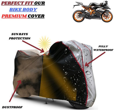 kerwa Waterproof Two Wheeler Cover for KTM(RC 125, Black, Silver)