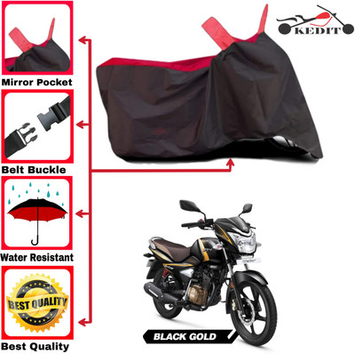 KEDIT Two Wheeler Cover for TVS(Victor BS6, Red, Black)