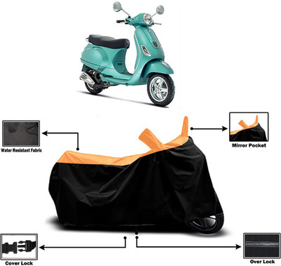 Amexride Two Wheeler Cover for Piaggio(Vespa LX, Orange)