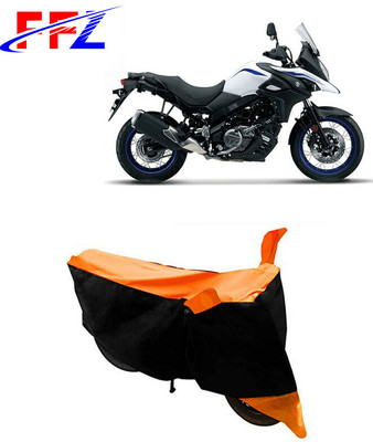 FFZ Waterproof Two Wheeler Cover for Suzuki(V-Strom 650 XT, Black, Orange)