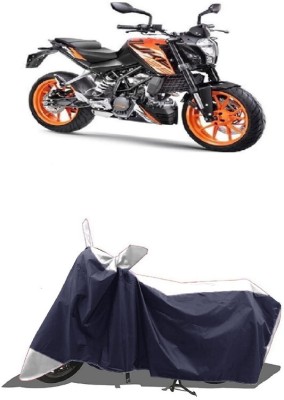 SUGASHRI Waterproof Two Wheeler Cover for KTM(125 Duke, White, Blue)