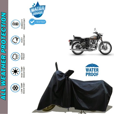 AutoGalaxy Waterproof Two Wheeler Cover for Royal Enfield(Bullet 500, Black)