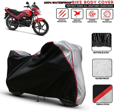 Shiv Kanha Waterproof Two Wheeler Cover for Hero(Passion, Black, Silver)