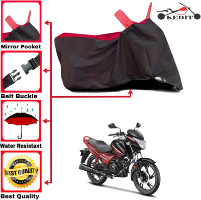 KEDIT Two Wheeler Cover for Hero(MotoCorp Glamour, Red, Black)