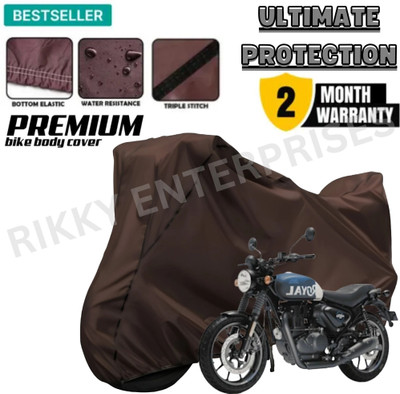 Shiv Kanha Waterproof Two Wheeler Cover for Royal Enfield(Hunter 350, Brown, Black)