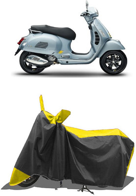 SUGASHRI Waterproof Two Wheeler Cover for Vespa(GTS Super 300 BS6, Yellow, Black)