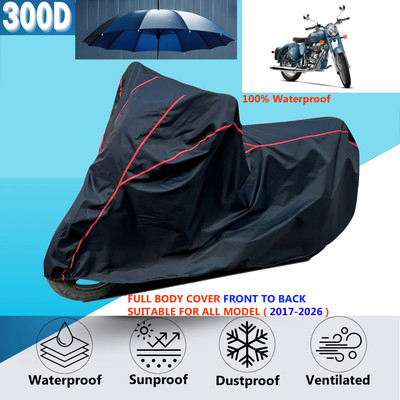 OliverX Waterproof Two Wheeler Cover for Royal Enfield(Classic Squadron, Black)