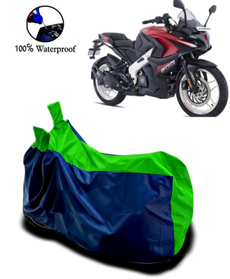 Autofly Waterproof Two Wheeler Cover for Bajaj(Pulsar 200, Blue, Green)