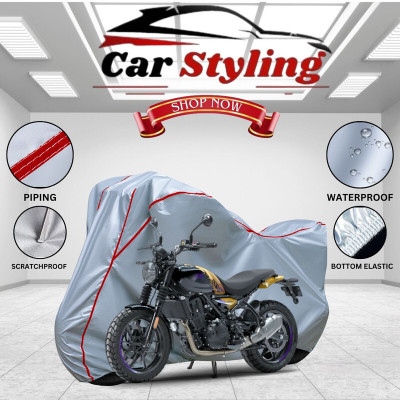Car Styling Waterproof Two Wheeler Cover for Royal Enfield(450, Silver, Red)