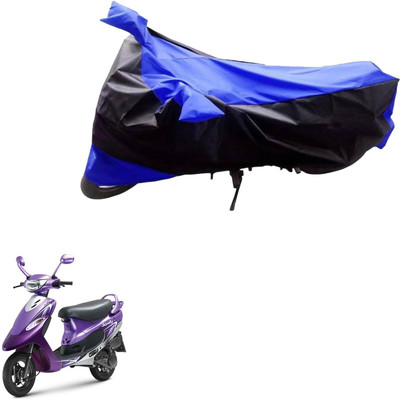 Mdstar Waterproof Two Wheeler Cover for TVS(Scooty Pep+, Black, Blue)