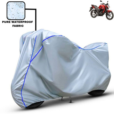 Delphinium Waterproof Two Wheeler Cover for Yamaha(FZ-S FI, Silver, Blue)