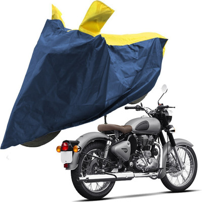 RiderShine Two Wheeler Cover for Royal Enfield(Classic 350 Signals, Blue, Yellow)