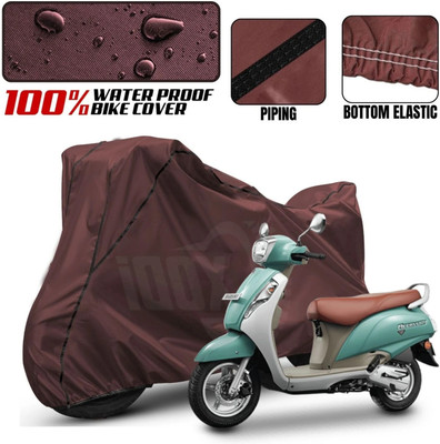 xodi Waterproof Two Wheeler Cover for Suzuki(Access 125, Maroon, Black)