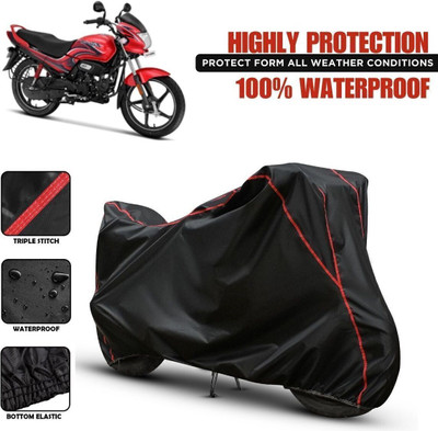 Shiv Kanha Waterproof Two Wheeler Cover for Hero(Passion, Black, Red)