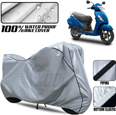 OliverX Waterproof Two Wheeler Cover for TVS(Jupiter, Silver, Black)