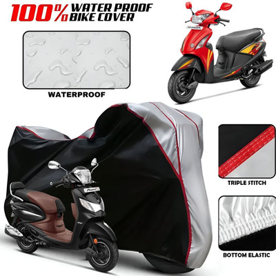 OliverX Waterproof Two Wheeler Cover for Hero(Pleasure, Black, Silver)