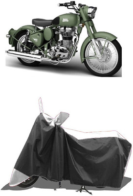 SUGASHRI Waterproof Two Wheeler Cover for Royal Enfield(Beat, White, Black)