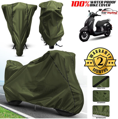 Car Styling Waterproof Two Wheeler Cover for Bajaj(Chetak, Green, Black)