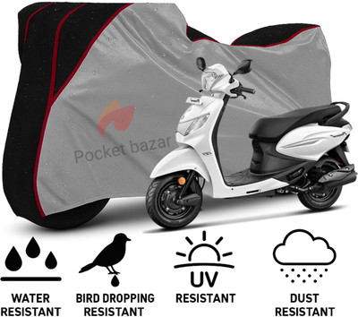 pocket bazar Waterproof Two Wheeler Cover for Hero(Pleasure, Silver, Black)