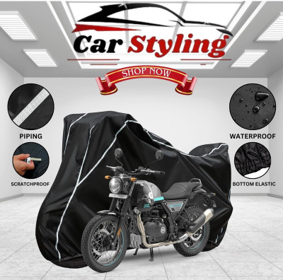 Car Styling Waterproof Two Wheeler Cover for Royal Enfield(Scrambler, Black, White)