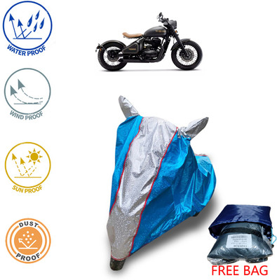 autouniko Waterproof Two Wheeler Cover for Royal Enfield(Bobber 350, Blue, Silver)