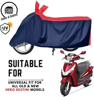 ZAQE Waterproof Two Wheeler Cover for Hero(Destini 125, Blue, Red)
