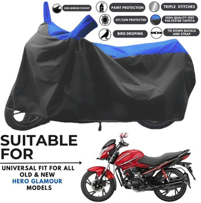 MADAFIYA Two Wheeler Cover for Hero(Glamour i3s BS6, Black, Blue)