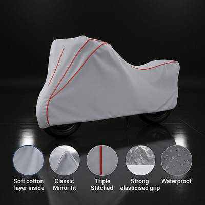 Auto Udaan Waterproof Two Wheeler Cover for Bajaj(Avenger 220 street, Grey, Red)