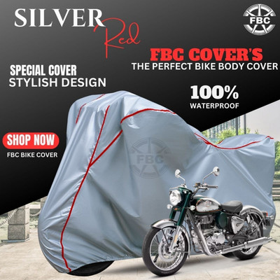 AUTOCAD Waterproof Two Wheeler Cover for Royal Enfield(Bullet, Silver, Red)