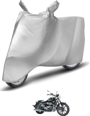 Caronix Waterproof Two Wheeler Cover for Royal Enfield(Meteor, Silver)