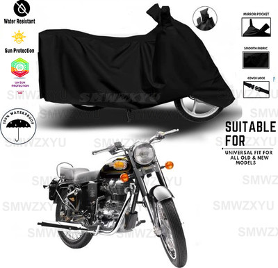smwzxyu Waterproof Two Wheeler Cover for Royal Enfield(Bullet, Black)