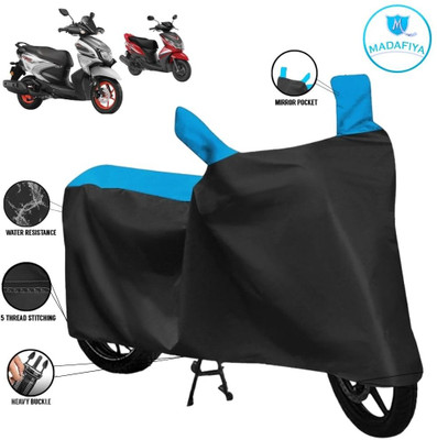 MADAFIYA Waterproof Two Wheeler Cover for Yamaha(Ray Z BS6, Black, Blue)